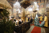 Патріарше служіння на свято Собору Пресвятої Богородиці в Успенському соборі Московського Кремля