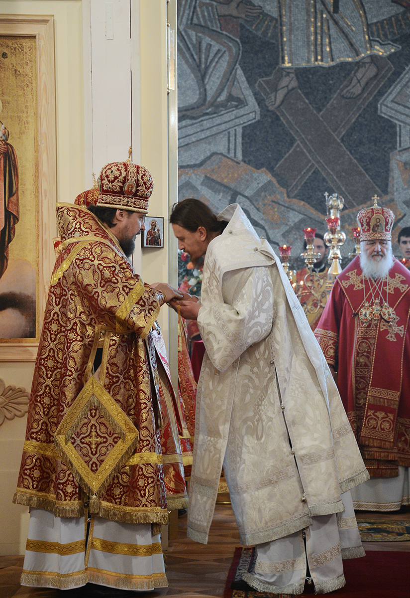 Slujirea Patriarhului de ziua pomenirii sfintei muceniţe Tatiana în paraclisul Universităţii de Stat de la Moscova. Hirotonia arhimandritului Ignatii (Rumeantsev) în treapta de episcop de Uvarovo şi Kirsanov