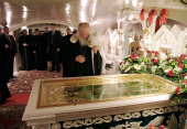 Прибытие Святейшего Патриарха Кирилла в Иоанновский ставропигиальный монастырь на Карповке в Петербурге
