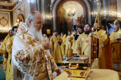 De ziua pomenirii sfântului întocmai cu apostolii marele cneaz Vladimir Întâistătătorul Bisericii Ruse a oficiat Liturghia la catedrala „Hristos Mântuitorul”, or. Moscova