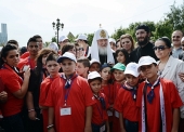 Întâlnirea Preafericitului Patriarh Chiril cu un grup de copii orfani din Siria