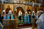У свято Стрітення Господнього Предстоятель Руської Церкви звершив Літургію в Стрітенському ставропігійному монастирі