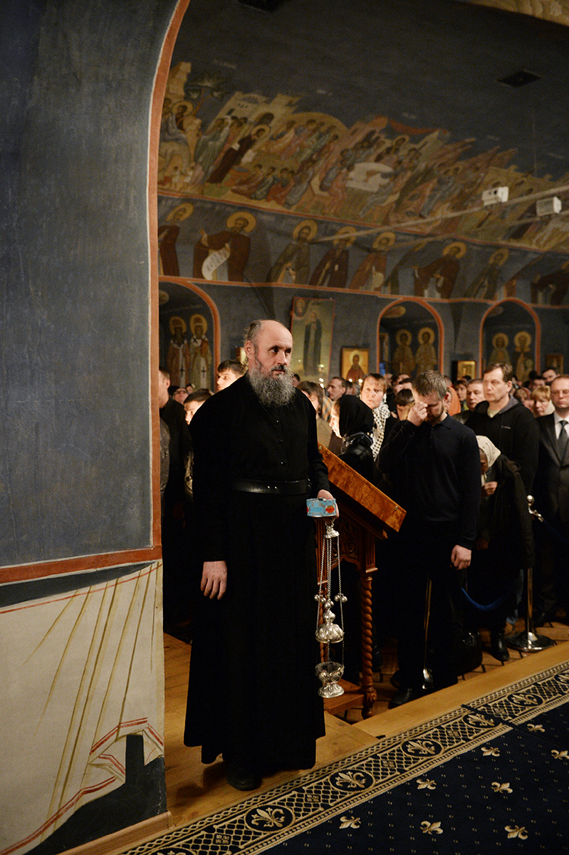 Патриаршее служение в канун субботы 1-й седмицы Великого поста в Новоспасском ставропигиальном монастыре