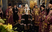 Патриаршее служение в канун субботы 1-й седмицы Великого поста в Новоспасском ставропигиальном монастыре