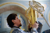 Патріарше служіння напередодні свята Благовіщення Пресвятої Богородиці в Заіконоспаському монастирі