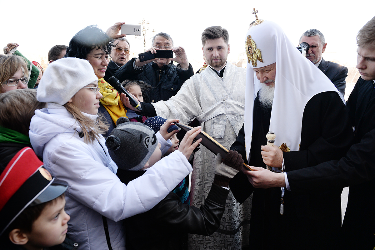 Slujirea Patriarhului în Sâmbăta Mare la catedrala „Hristos Mântuitorul”, or. Moscova