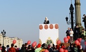 Православная молодежь столицы поздравила Святейшего Патриарха Кирилла с праздником Пасхи