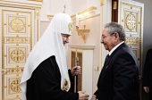 Встреча Святейшего Патриарха Кирилла с Председателем Государственного Совета и Совета министров Республики Куба Раулем Кастро Рус