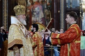 Slujirea Patriarhului în Duminica a 5-a după Paști la catedrala „Hristos Mântuitorul”, or. Moscova