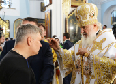 Святейший Патриарх Кирилл совершил богослужение в минском Свято-Духовом кафедральном соборе