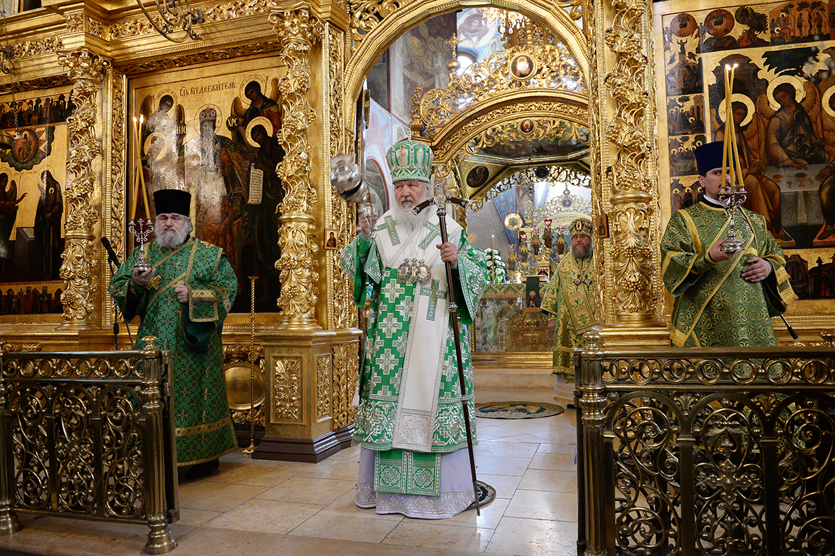 Slujirea Patriarhului în lavra „Sfânta Treime” a cuviosului Serghie. Dumnezeiasca liturghie