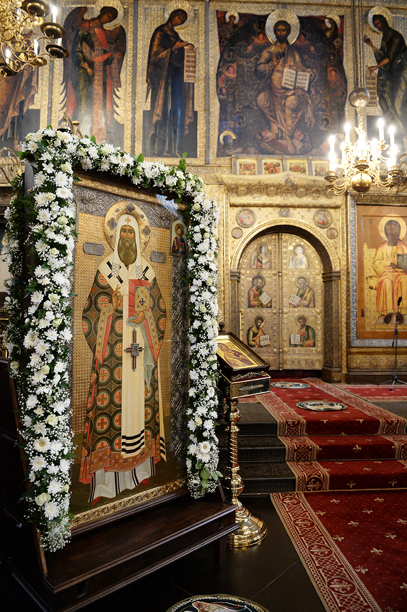 Slujirea Patriarhului de ziua pomenirii sfântului ierarh Petru, mitropolitul Moscovei, la catedrala „Adormirea Maicii Domnului” din Kremlin, or. Moscova