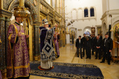Напередодні суботи 1-ї седмиці Великого посту Святіший Патріарх Кирил звершив утреню в Зачатівському ставропігійному монастирі