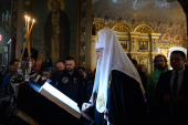În ajun de Marțea Mare Sanctitatea Sa Patriarhul Chiril a luat parte la serviciul divin de seară oficiat la metocul mănăstirii Piuhtitsa, or. Moscova