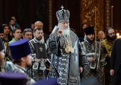 În Miercurea Mare Întâistătătorul Bisericii Ruse a oficiat Liturghia Darurilor mai înainte sfințite la catedrala „Hristos Mântuitorul”, or. Moscova