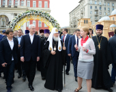 Sanctitatea Sa Patriarhul Chiril şi primarul Moscovei S.S. Sobeanin au vizitat expoziţia „Paştele ortodox în lume” în centrul capitalei ruse
