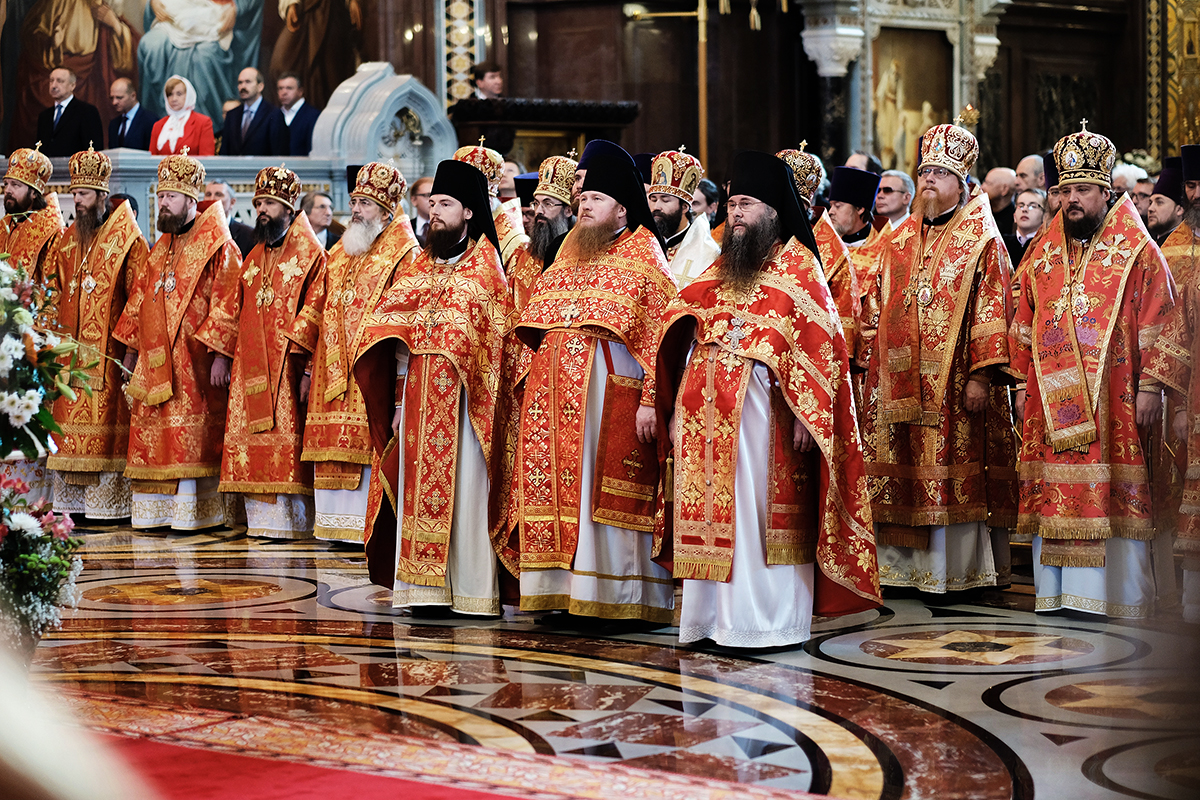 Slujirea Patriarhului de ziua pomenirii sfinților întocmai cu apostolii Metodiu și Chiril la catedrala „Hristos Mântuitorul”, or. Moscova