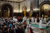 Патриаршее служение в канун праздника Вознесения Господня в Храме Христа Спасителя г. Москвы