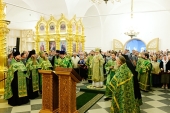 Святейший Патриарх Кирилл совершил всенощное бдение в Троицком соборе Соловецкого монастыря