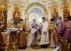 Slujirea Patriarhului de sărbătoarea Înălțării Crucii Domnului la biserica „Sfântul Arhanghel Mihail” din satul Belousovo (Noua Moscovă)