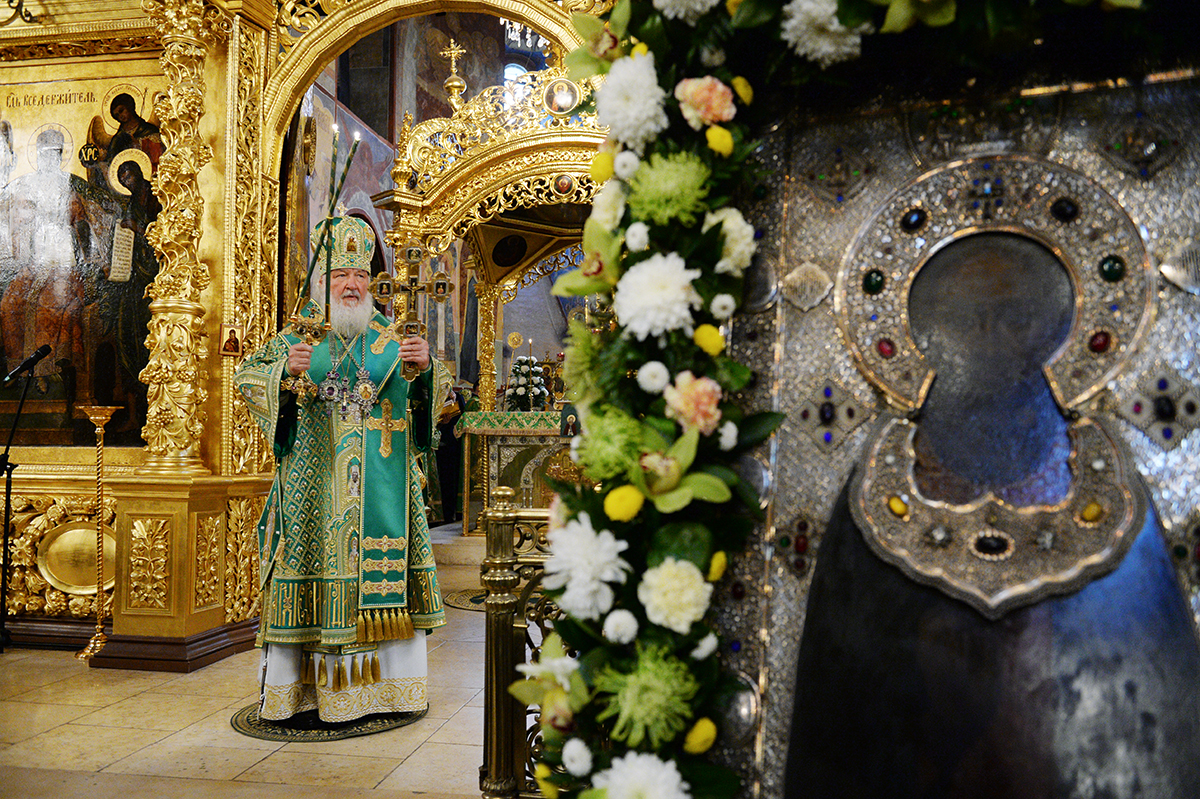 Патриаршее служение в день преставления преподобного Сергия Радонежского в Троице-Сергиевой лавре