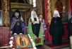 Со Святейшим Патриархом Алексием II и Католикосом Арамом I. Архангельский собор Московского Кремля. 19 марта 1996 г.