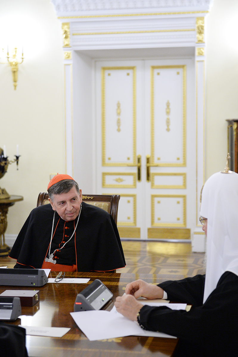Întâlnirea Sanctității Sale Patriarhul Chiril cu președintele Consiliului Papal pentru contribuție la unitatea creștină cardinalul Kurt Koch
