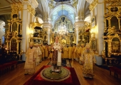 В день памяти святителя Николая Чудотворца Святейший Патриарх Кирилл совершил Литургию в Николо-Богоявленском морском соборе Петербурга
