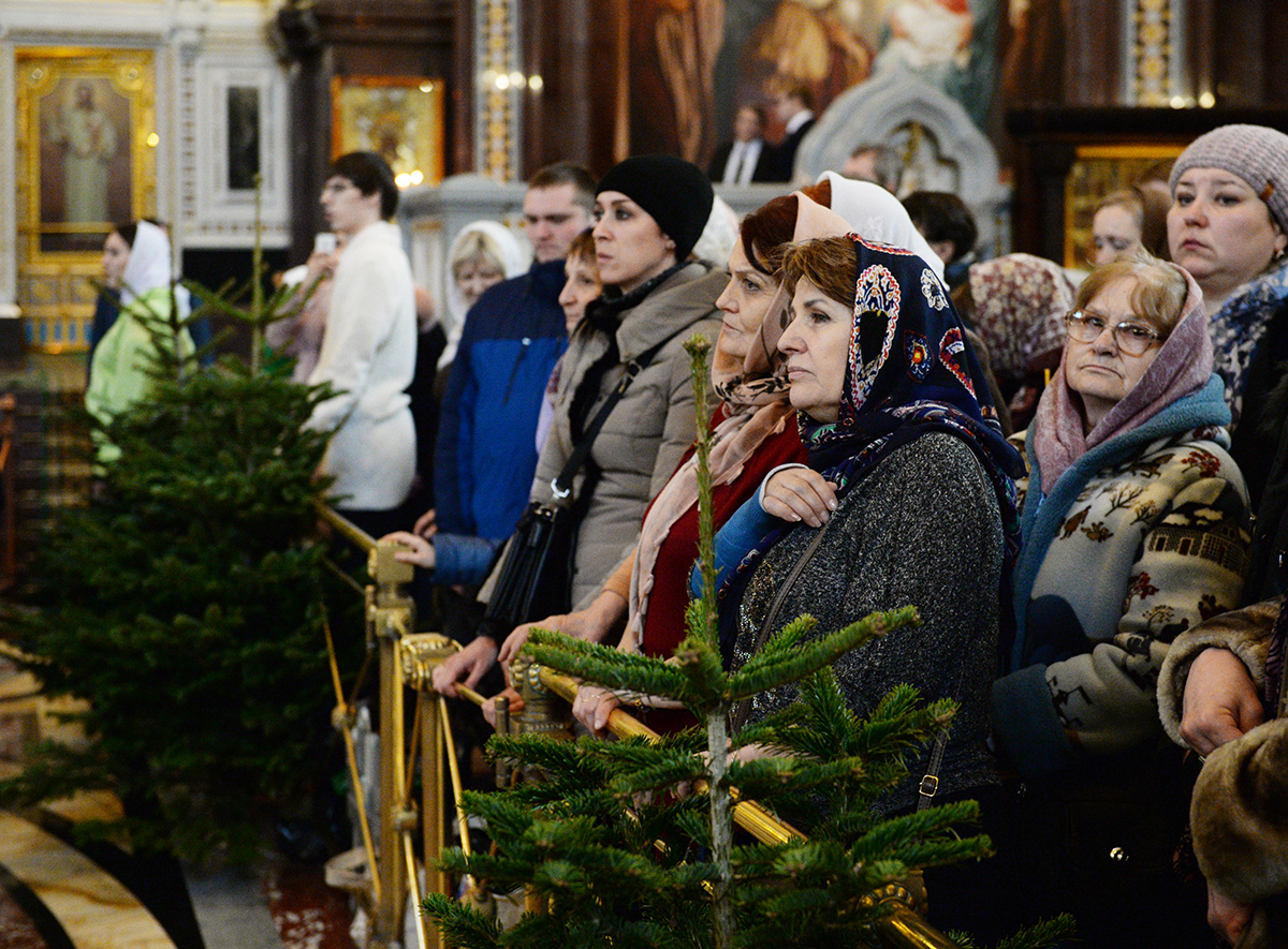 Патриаршее служение в Рождественский сочельник в Храме Христа Спасителя в Москве