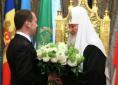 Голова Уряду Російської Федерації Д.А. Медведєв привітав Святішого Патріарха Кирила з річницею інтронізації