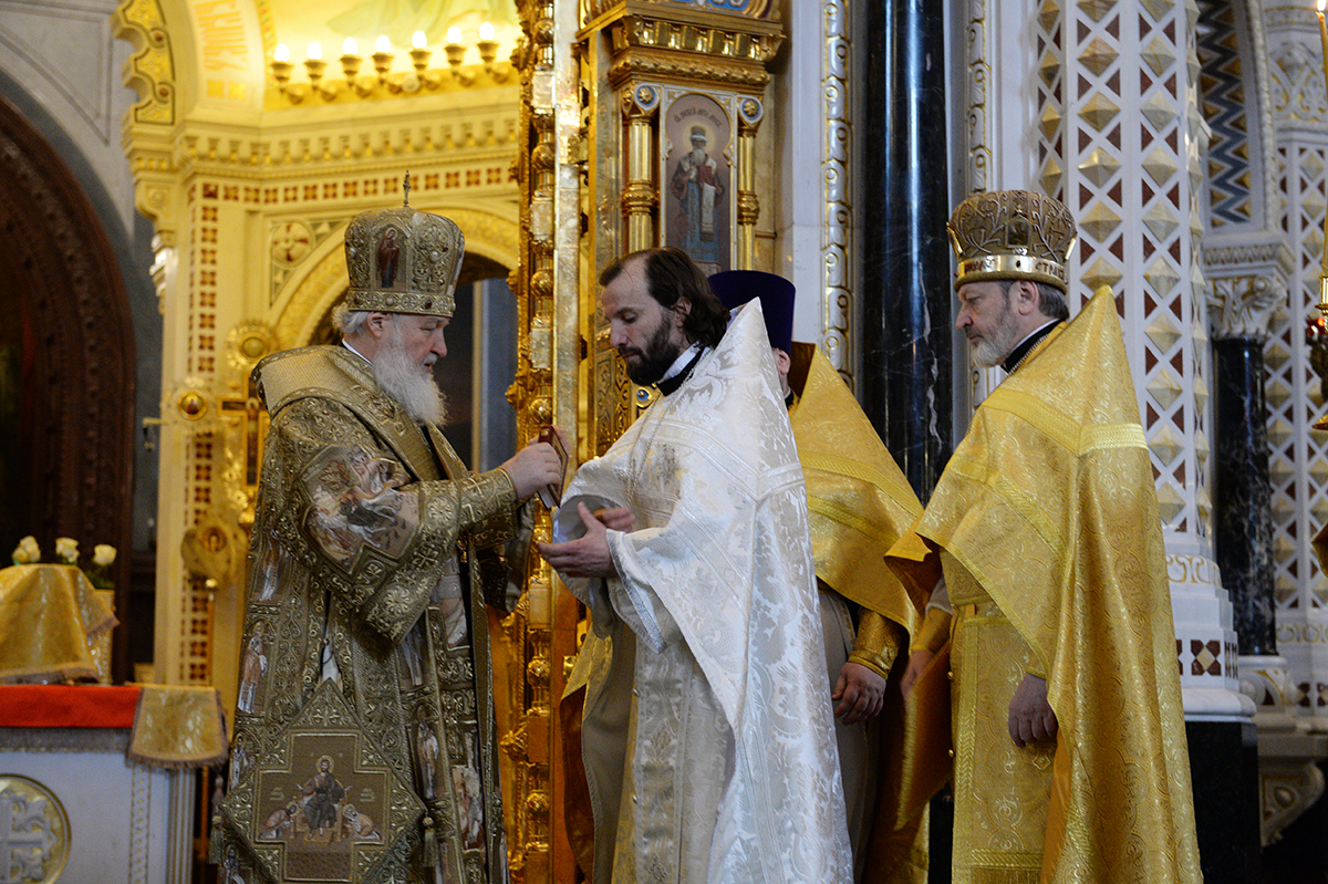 Slujirea Patriarhului în Duminica lăsatului sec de carne la catedrala „Hristos Mântuitorul”, or. Moscova
