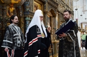 У понеділок першої седмиці Великого посту Святіший Патріарх Кирил молився за уставним богослужінням у Зачатівському ставропігійному монастирі