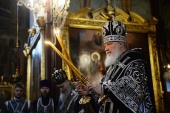 Святейший Патриарх Кирилл совершил Литургию Преждеосвященных Даров в Троице-Сергиевой лавре