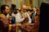 Патріарше служіння напередодні Неділі Торжества Православ'я в Заіконоспаському ставропігійному монастирі