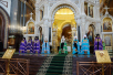 Slujirea Patriarhului de sărbătoarea Intrării Domnului în Ierusalim în catedrala „Hristos Mântuitorul”. Hirotonia arhimandritului Alexii (Zanocikin) în treapta de episcop de Mtsensk