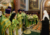 Slujirea Patriarhului de sărbătoarea Intrării Domnului în Ierusalim în catedrala „Hristos Mântuitorul”. Hirotonia arhimandritului Alexii (Zanocikin) în treapta de episcop de Mtsensk
