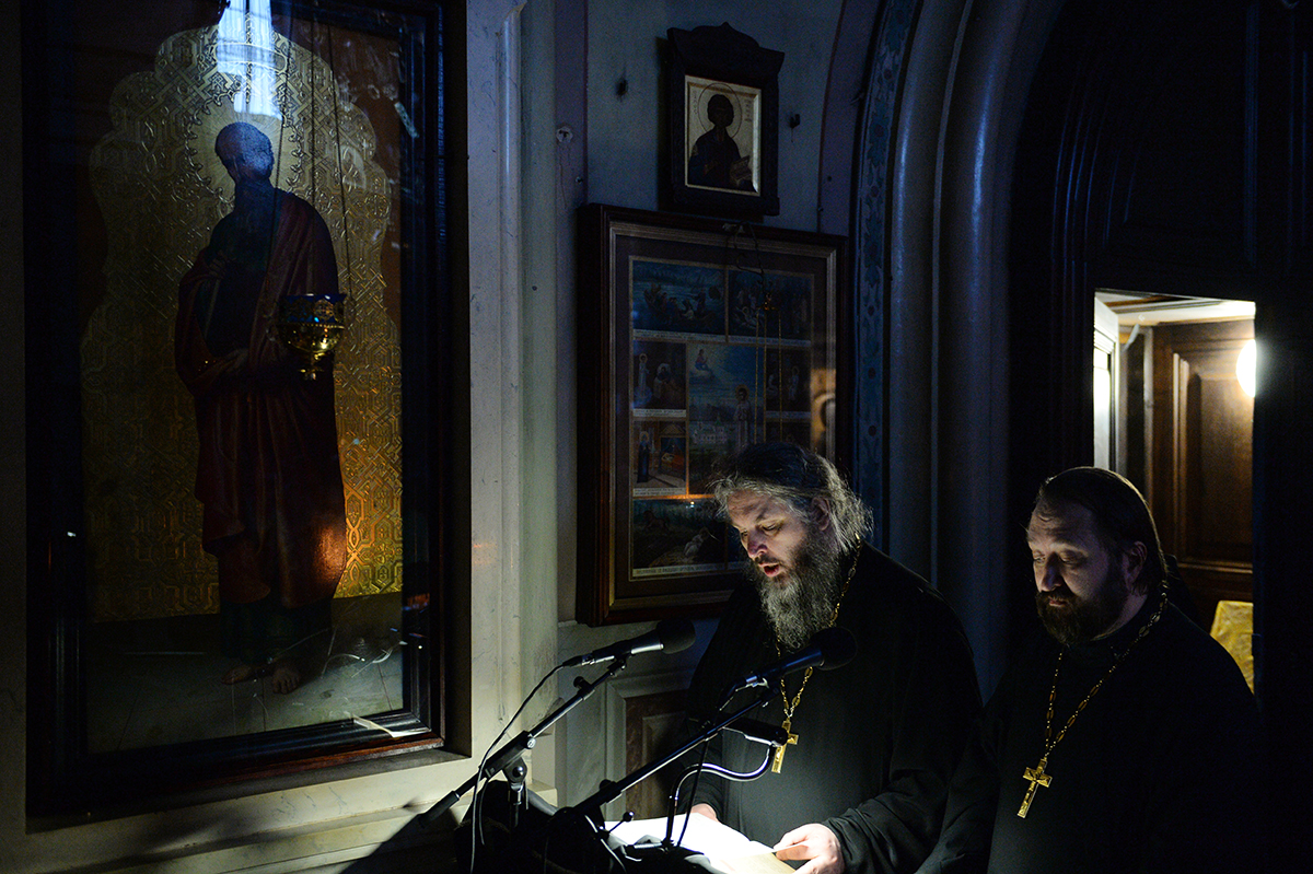 Патріарше служіння в переддень Великого Вівторка в Олексіївському монастирі м. Москви