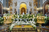 În Sâmbăta Mare Sanctitatea Sa Patriarhul Chiril a săvârșit Dumnezeiasca Liturghie în catedrala „Hristos Mântuitorul”, or. Moscova