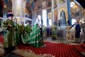 В день памяти преподобных Сергия и Германа Валаамских Святейший Патриарх Кирилл совершил Литургию в Валаамском монастыре