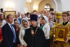 Slujirea Patriarhului la biserica „Sfânta și de Viață Făcătoarea Treime” din cartierul Troitsk, or. Moscova