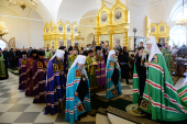 Vizita Pariarhului la Solovki. Privegherea în catedrala „Sfânta Treime” a mănăstirii din Solovki