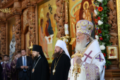 De sărbătoarea Înălțării Sfintei Cruci Întâistătătorul Bisericii Ortodoxe Ruse a săvârșit Dumnezeiasca Liturghie în catedrala „Adormirea Maicii Domnului” din Kremlinul orașului Astrahan