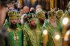 Slujirea Patriarhului de ziua adormirii Sfântului Cuvios Serghie de Radonej Întâistătătorul Bisericii Ortodoxe Ruse a săvârșit Dumnezeiasca Liturghie în Lavra „Sfânta Treime” a Cuviosului Serghie