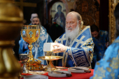 De sărbătoarea Icoanei Maicii Domnului de Kazan Întâistătătorul Bisericii Ortodoxe Ruse a săvârșit Dumnezeiasca Liturghie în catedrala „Adormirea Maicii Domnului” din Kremlin, or. Moscova