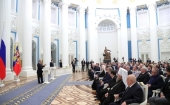 Președintele Rusiei a înmânat distincții de stat mitropolitului de Kazahstan Alexandr, mitropolitului de Kazan Feofan și profesorului universitar al Academiei de teologie din Moscova A.I. Osipov