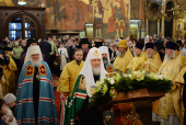 Slujirea Patriarhului de sărbătoarea Soborului Preasfintei Născătoare de Dumnezeu în catedrala „Adormirea Maicii Domnului” din Kremlinul Moscovei. Hirotonia arhimandritului Marc (Davletov) în treapta de episcop de Vorkuta