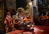 De sărbătoarea Soborului Sfinților Noilor Mucenici și Mărturisitori ai Bisericii Ruse Sanctitatea Sa Patriarhul Chiril a săvârșit Dumnezeiasca Liturghie în catedrala „Adormirea Maicii Domnului” din Kremlinul Moscovei