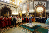 Патриаршее служение в праздник Сретения Господня в Храме Христа Спасителя в Москве