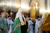 De sărbătoarea Întâmpinării Domnului Sanctitatea Sa Patriarhul Chiril a săvârșit Dumnezeisca Liturghie în catedrala „Hristos Mântuitorul”, or. Moscova