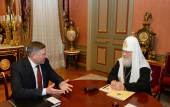 Întâlnirea Sanctității Sale Patriarhul Chiril cu guvernatorul regiunii Vologda O.A. Kuvșinnikov și mitropolitul de Vologda Ignatii